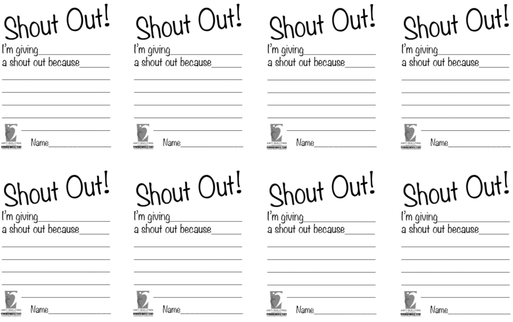 Staff Shout Out Free Printable Printable Blank World